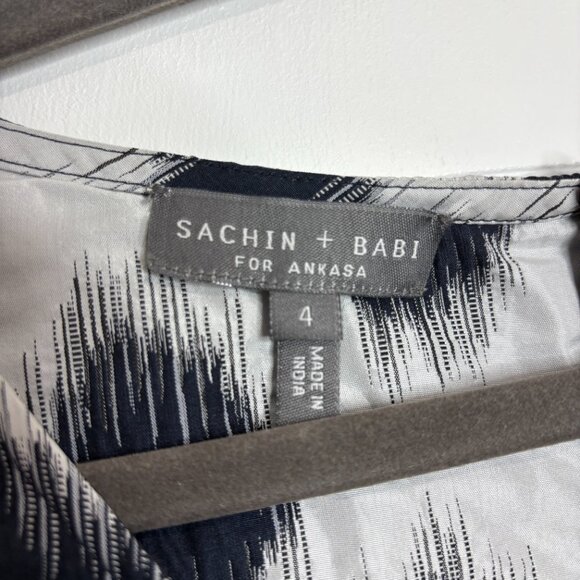 Sachin + Babi For Ankasa Blue/White Sequin Sheath Dress Size 4 - Picture 5 of 7